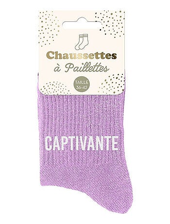 Paire de chaussettes parme pailletées Captivante