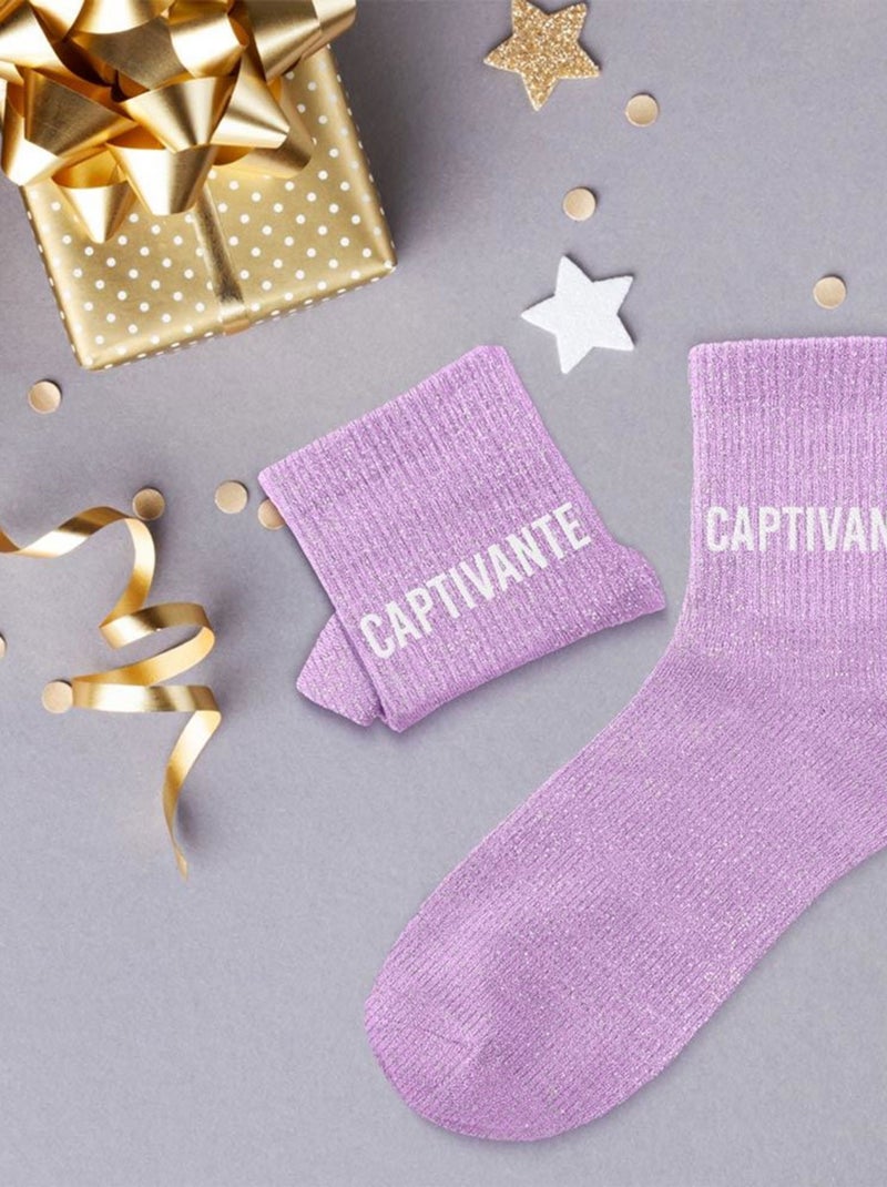 Paire de chaussettes parme pailletées Captivante Parme - Kiabi