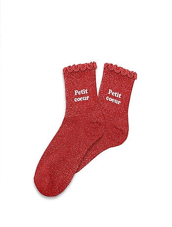 Paire de chaussettes Petit cœur pour fillette paillettes