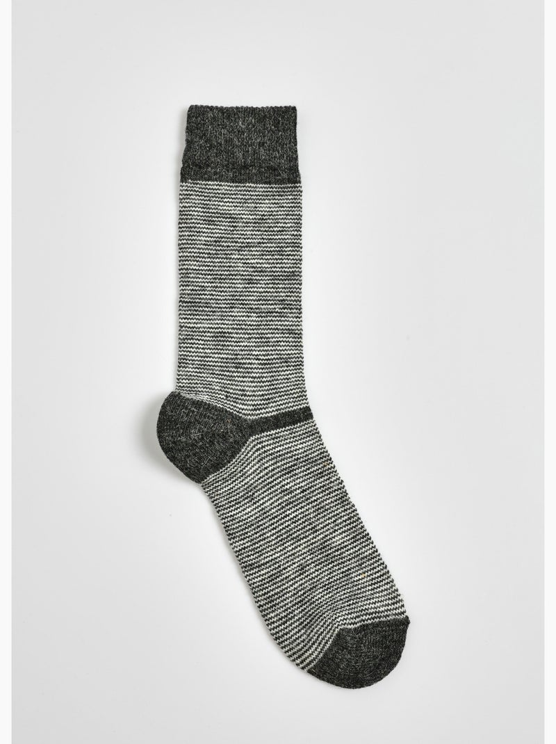 Paire de chaussettes rayées chaudes avec laine - AFIBEL Gris - Kiabi