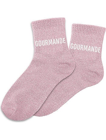 Paire de chaussettes rose clair pailletées Gourmande