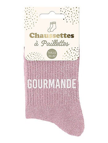 Paire de chaussettes rose clair pailletées Gourmande