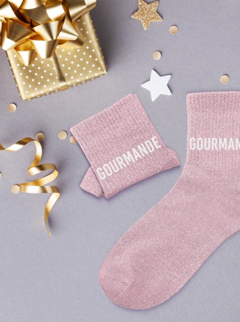 Paire de chaussettes rose clair pailletées Gourmande Rose - Kiabi