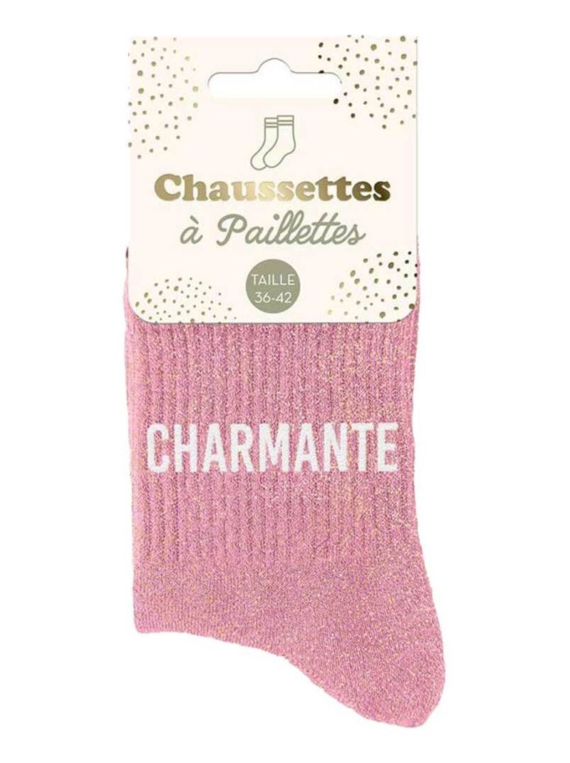 Paire de chaussettes rose pailletées Charmante Rose - Kiabi