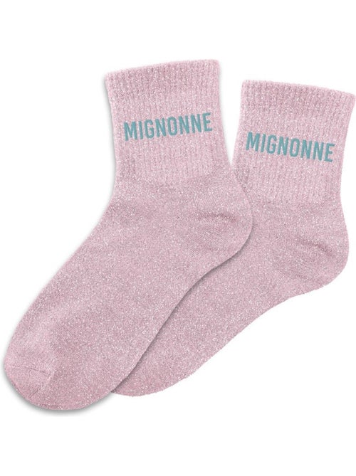 Paire de chaussettes roses à paillettes Mignonne - Kiabi
