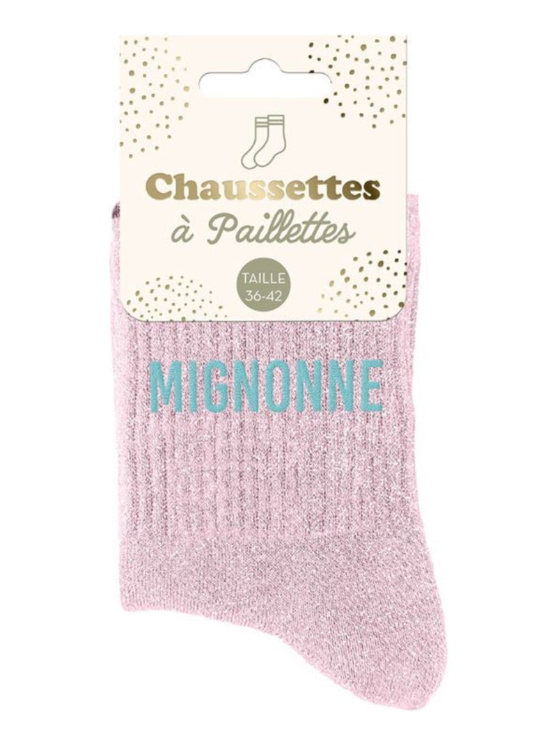Paire de chaussettes roses à paillettes Mignonne Rose - Kiabi