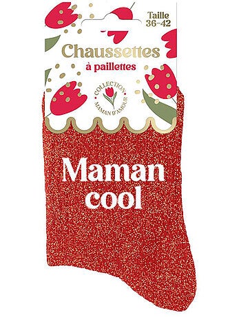 Paire de chaussettes rouge à paillettes Maman Cool
