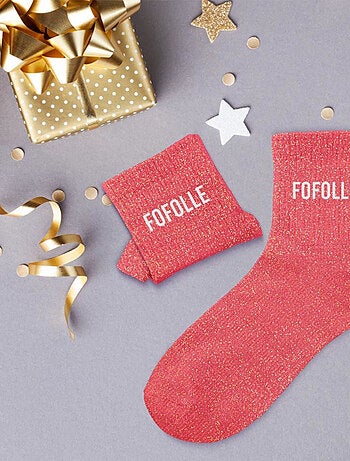 Paire de chaussettes rouges à paillettes Fofolle