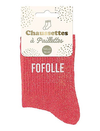 Paire de chaussettes rouges à paillettes Fofolle