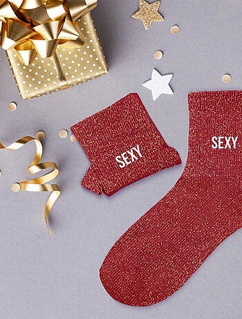 Paire de chaussettes rouges pailletées Sexy