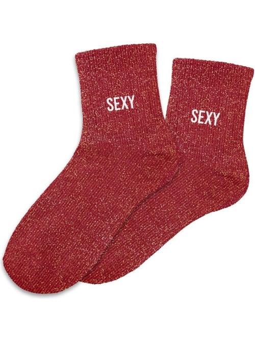 Paire de chaussettes rouges pailletées Sexy - Kiabi