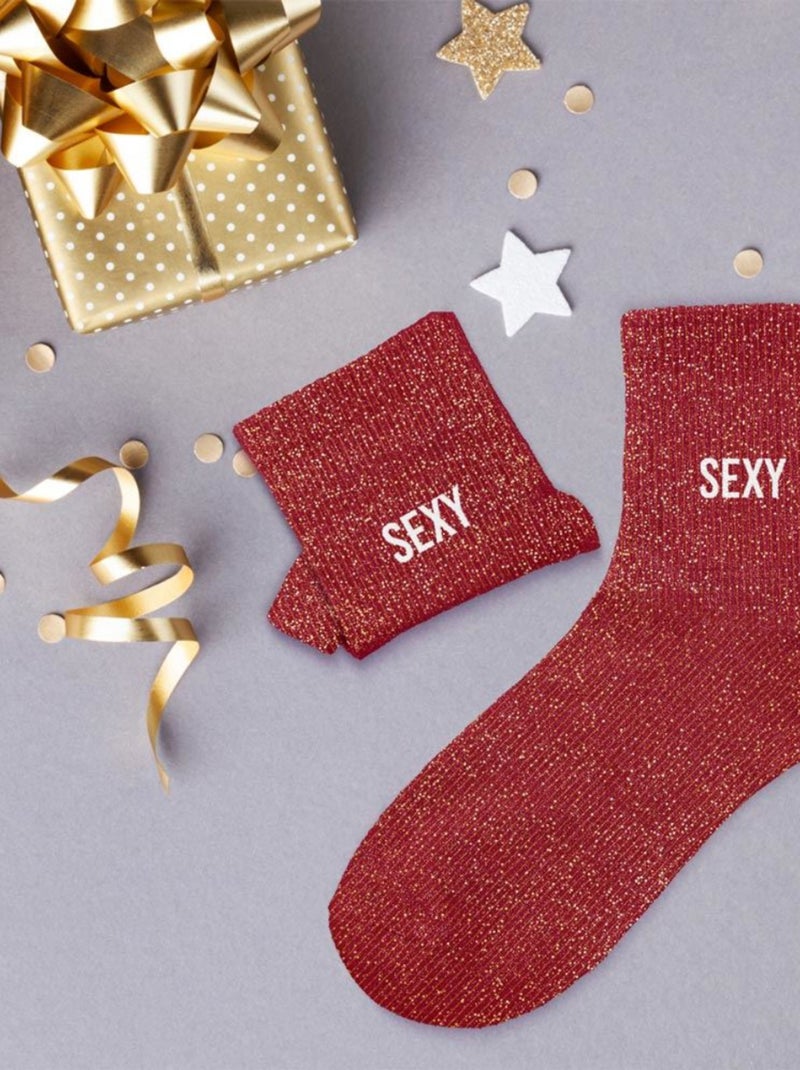 Paire de chaussettes rouges pailletées Sexy Rouge - Kiabi