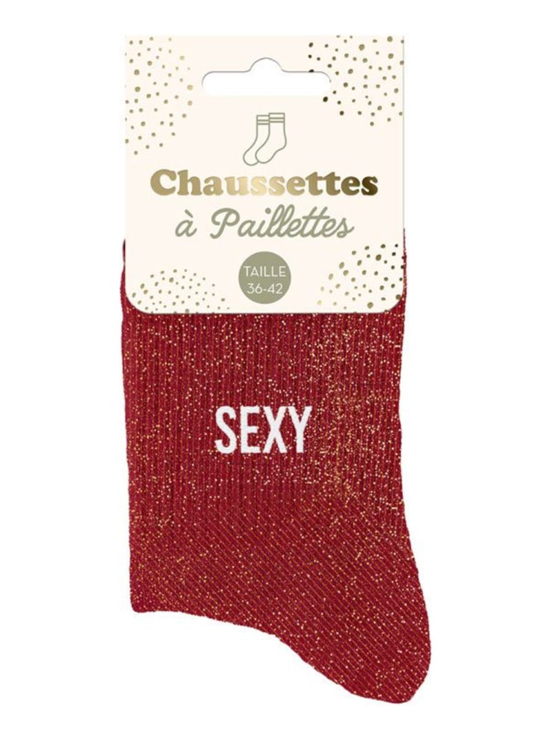Paire de chaussettes rouges pailletées Sexy Rouge - Kiabi