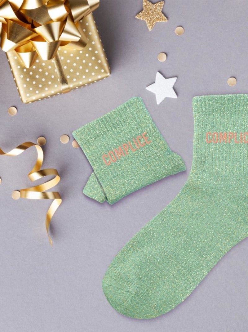 Paire de chaussettes vert clair à paillettes Complice Vert clair - Kiabi