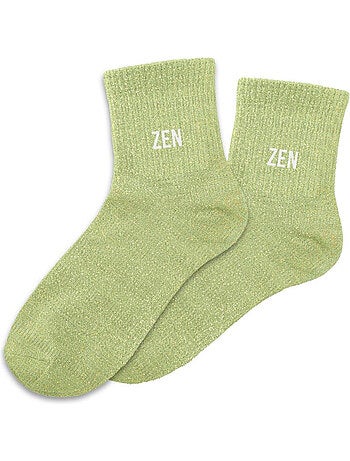 Paire de chaussettes vert clair à paillettes Zen