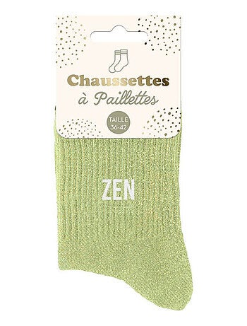 Paire de chaussettes vert clair à paillettes Zen