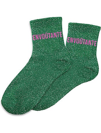 Paire de chaussettes vertes à paillettes Envoutante