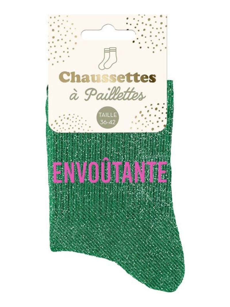 Paire de chaussettes vertes à paillettes Envoutante Vert clair - Kiabi