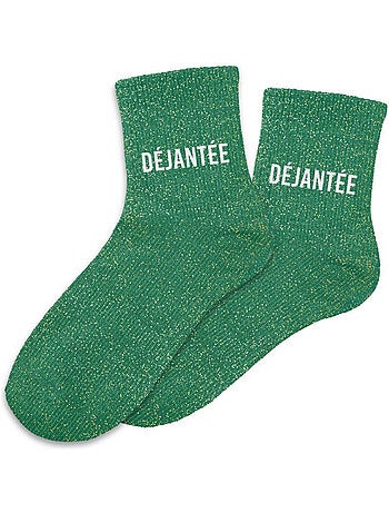Paire de chaussettes vertes pailletées Déjantée