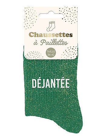 Paire de chaussettes vertes pailletées Déjantée