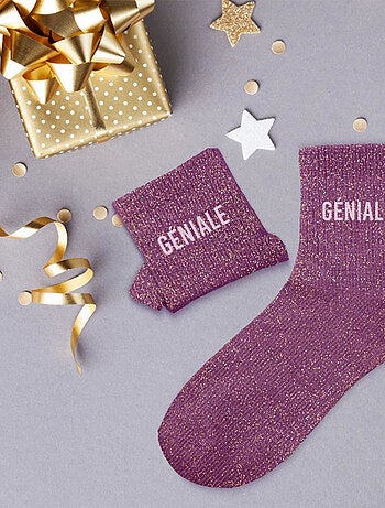 Paire de chaussettes violettes à paillettes Géniale