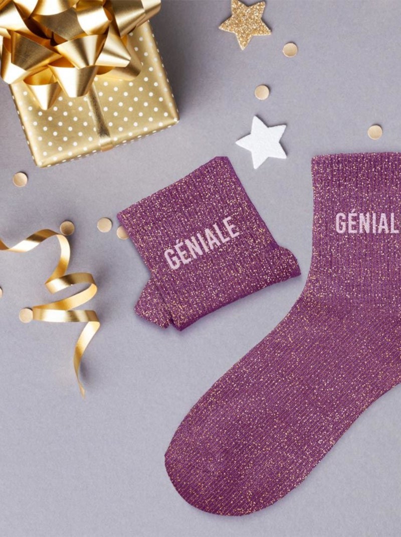 Paire de chaussettes violettes à paillettes Géniale Violet - Kiabi