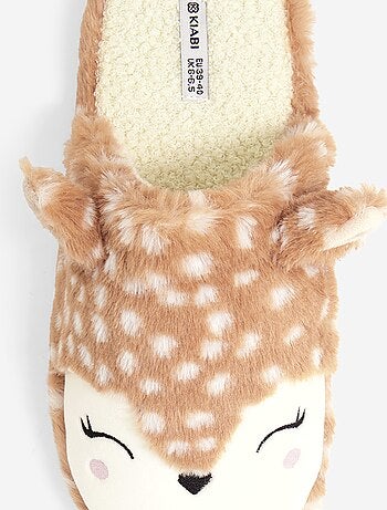 Paire de chaussons forme mule avec animations 'faon'
