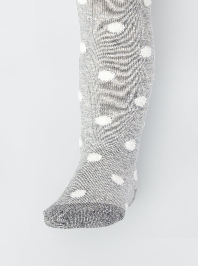 Paire de collants à pois fantaisie gris - Kiabi