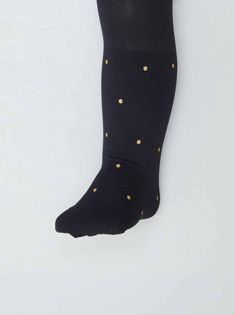 Paire de collants fins Noir à pois doré - Kiabi