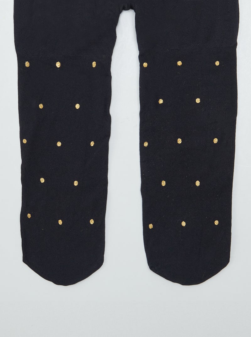 Paire de collants fins Noir à pois doré - Kiabi