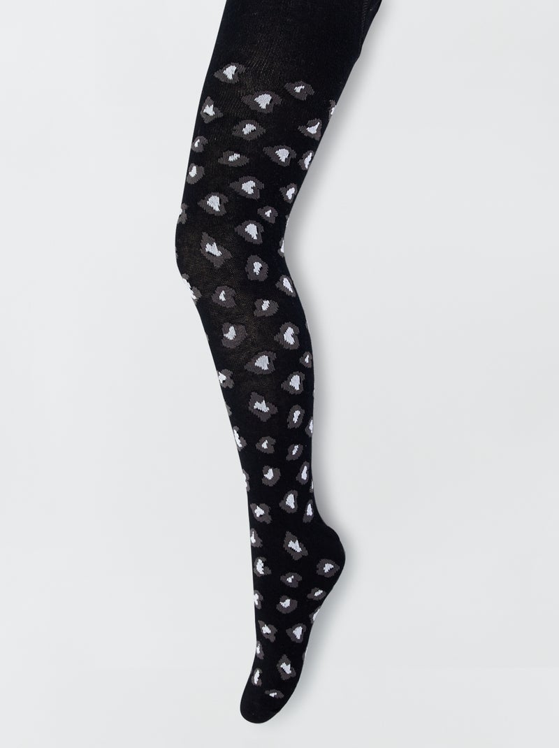 Paire de collants imprimé 'léopard' noir - Kiabi