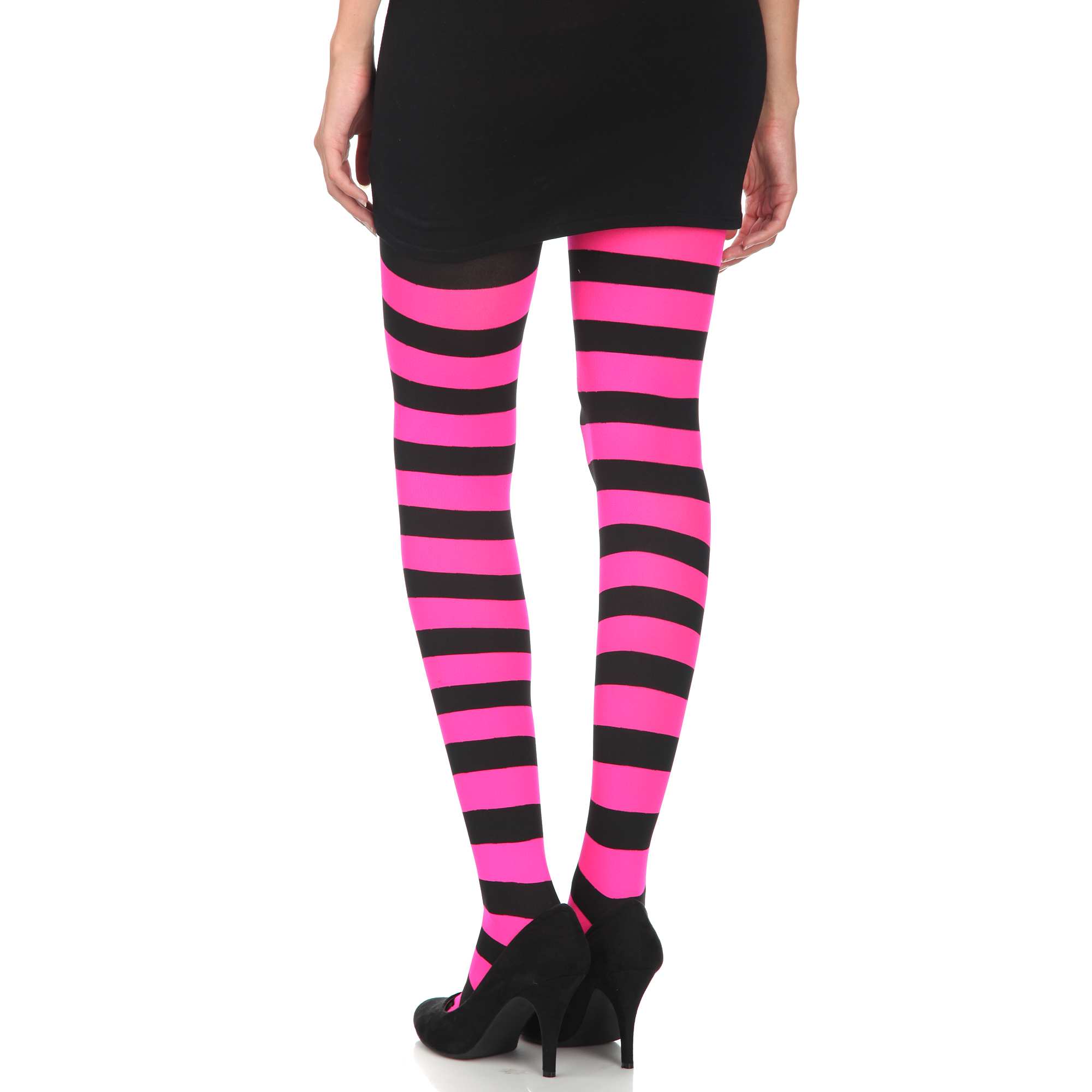 Collants Rayés Violet Noir - Parfaits Pour Halloween