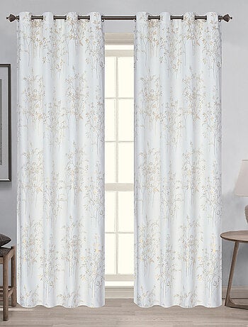 Paire de de rideaux occultants à œillets motif végétal