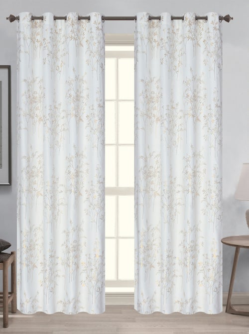 Paire de de rideaux occultants à œillets motif végétal - Kiabi