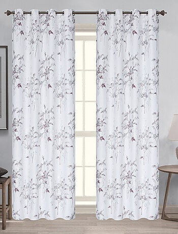 Paire de de rideaux occultants à œillets motif végétal