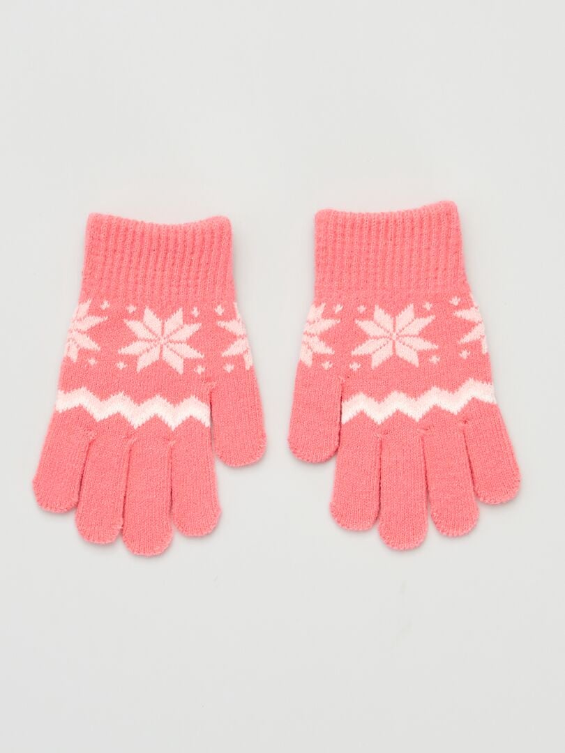 Paire de gants avec imprimé 'flocon de neige' - Rose - Kiabi - 3.60€