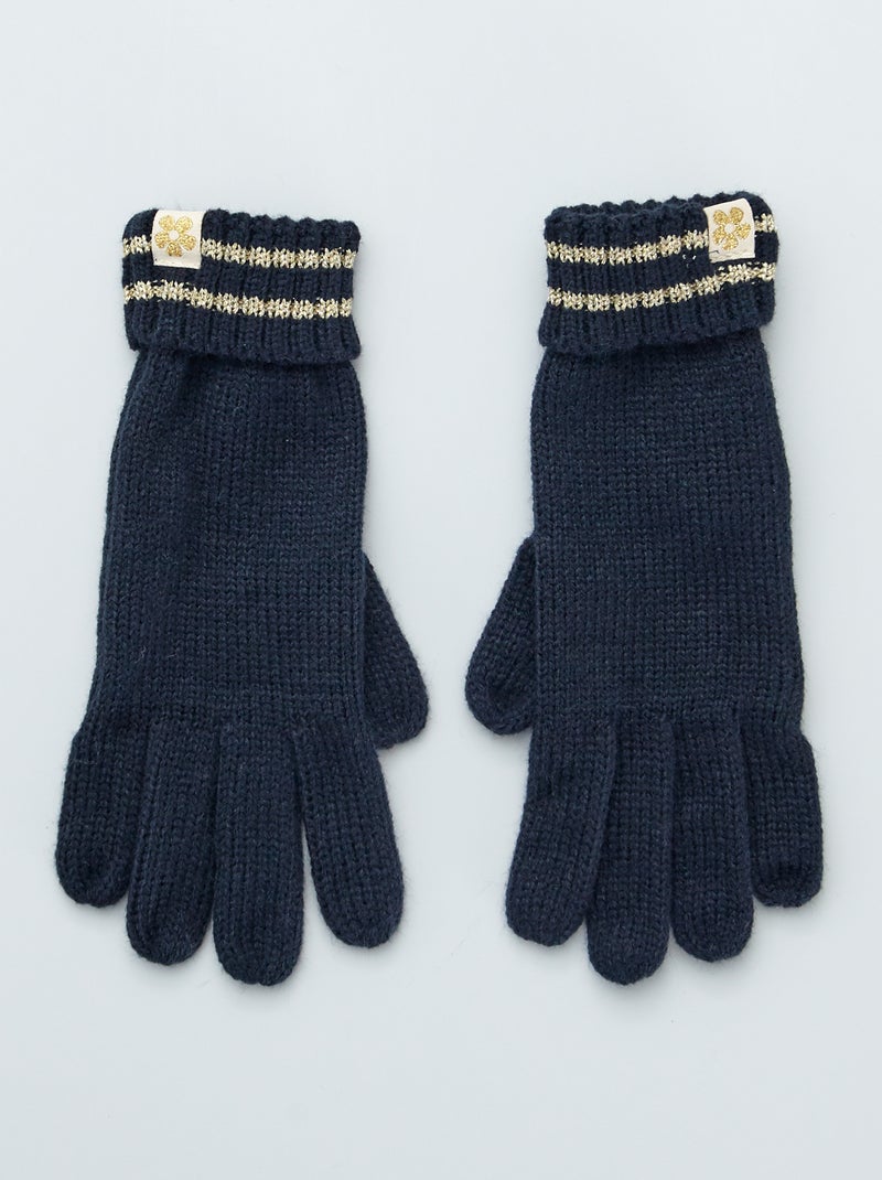 Paire de gants en maille bleu marine - Kiabi