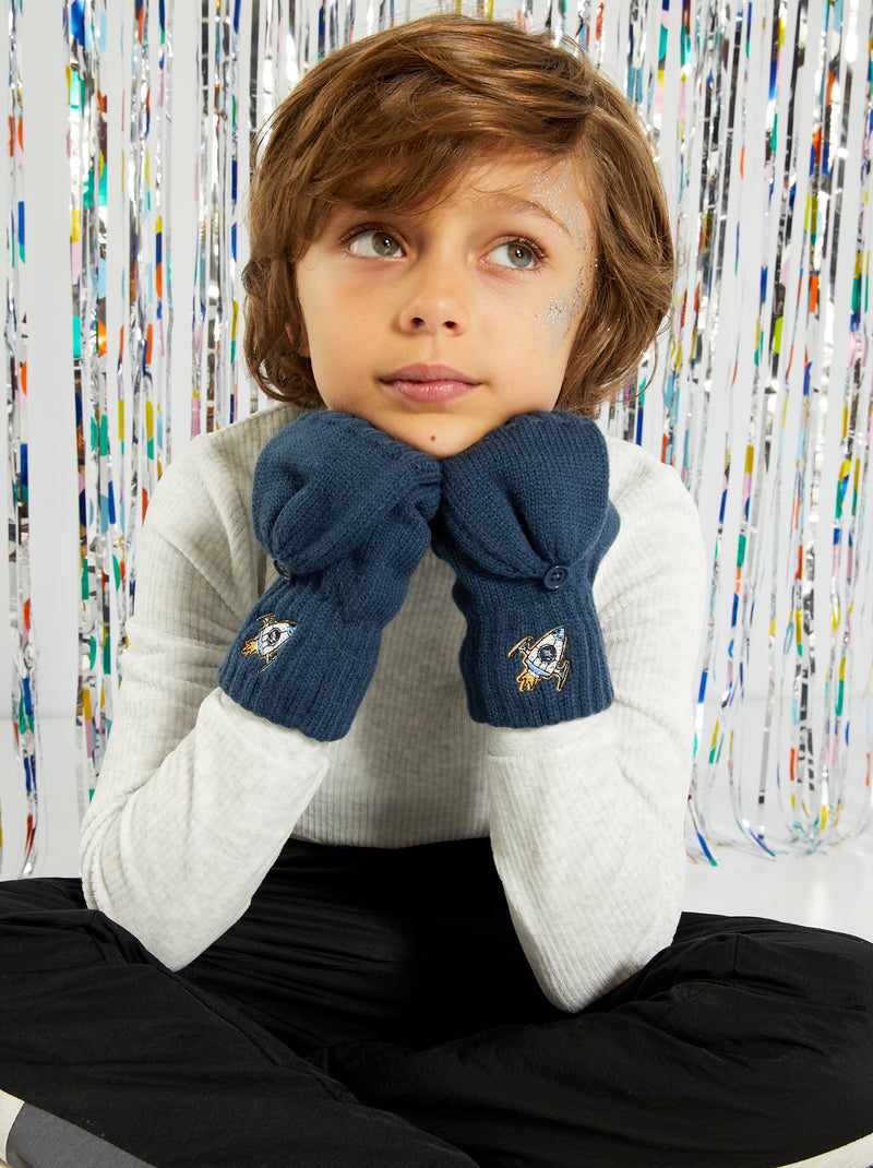Paire de gants mitaines bleu - Kiabi