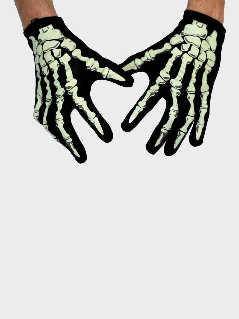 Paire de gants 'squelette' noir/blanc - Kiabi