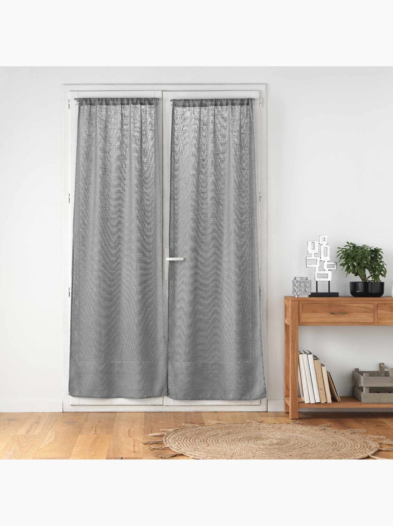 Paire de Grands Rideaux  - Effet Lin Gris clair - Kiabi