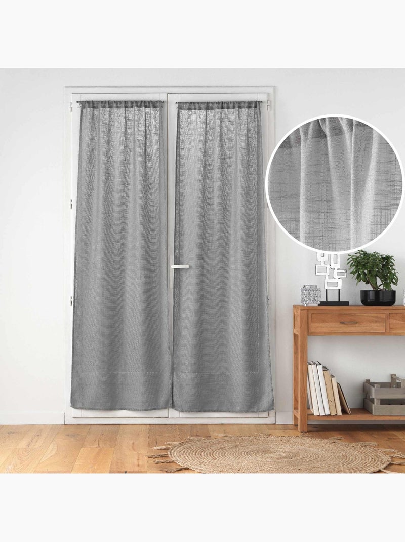 Paire de Grands Rideaux  - Effet Lin Gris clair - Kiabi
