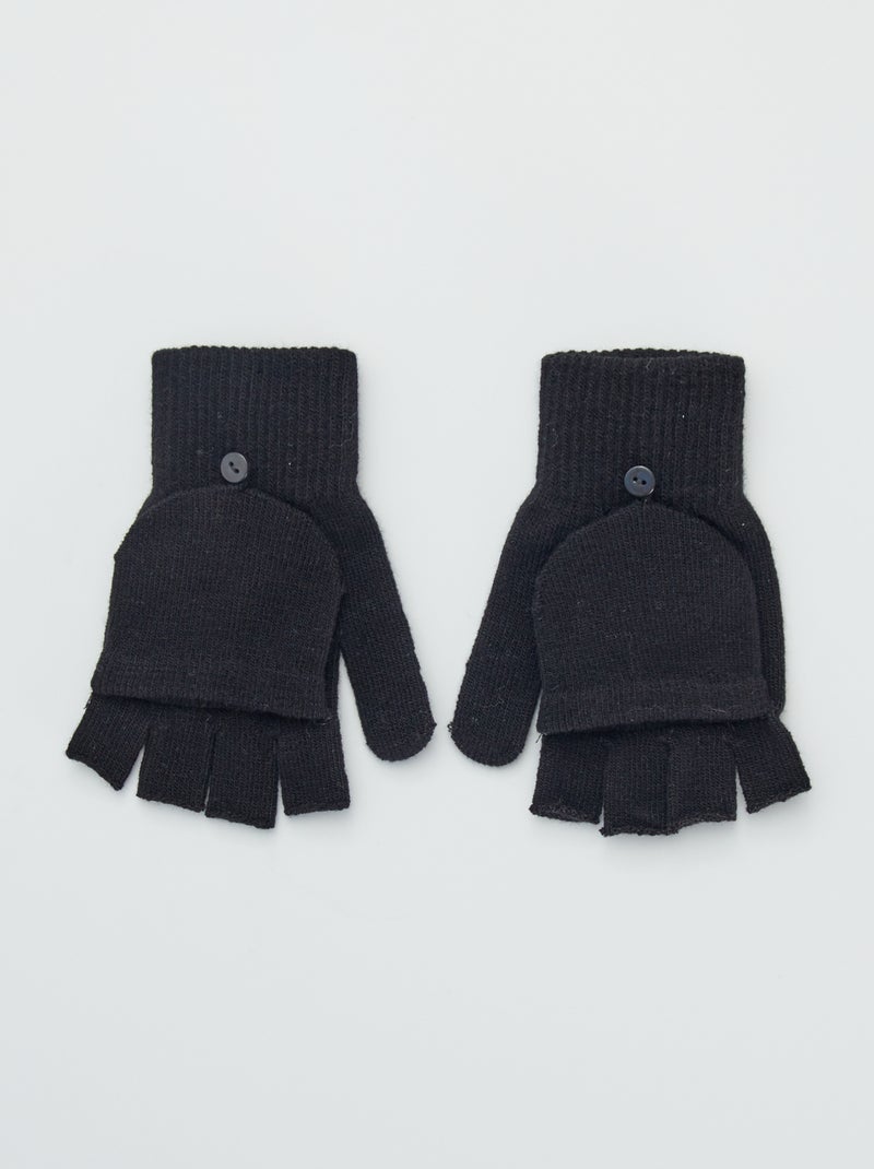 Paire de mitaines avec capuchon noir - Kiabi