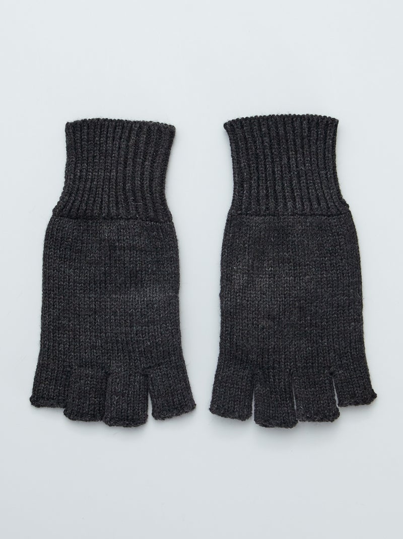 Paire de mitaines en maille tricot Gris - Kiabi