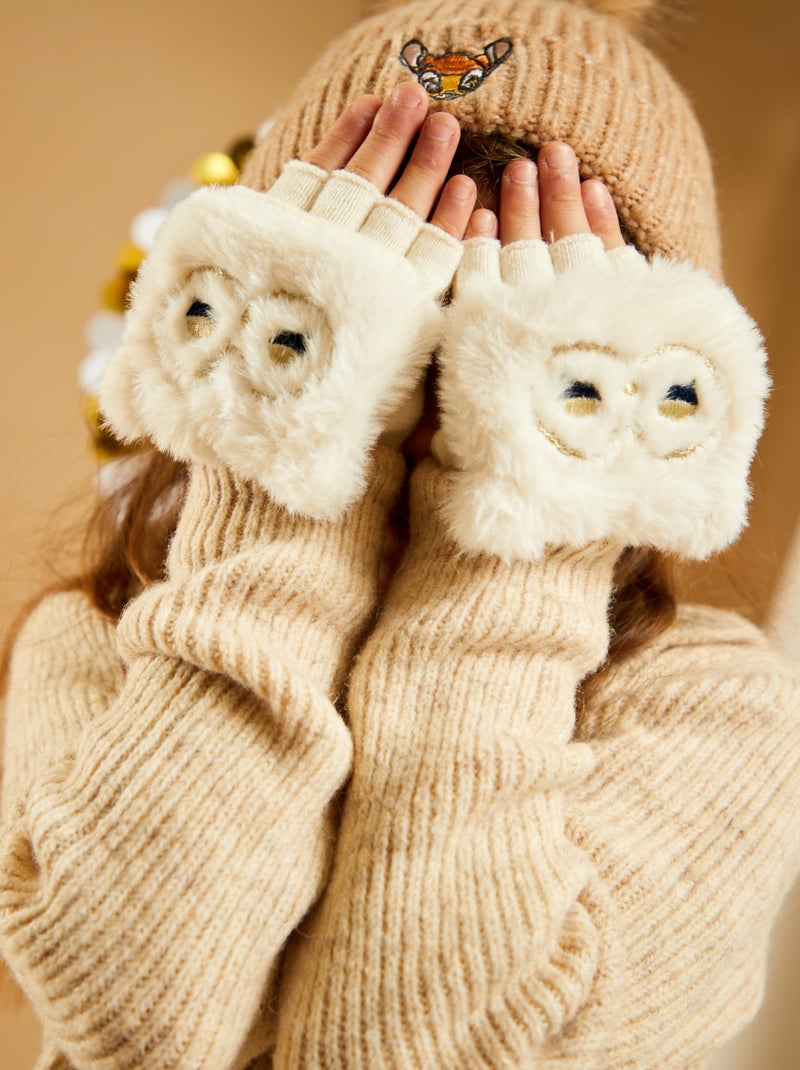 Paire de mitaines 'hibou' Beige - Kiabi