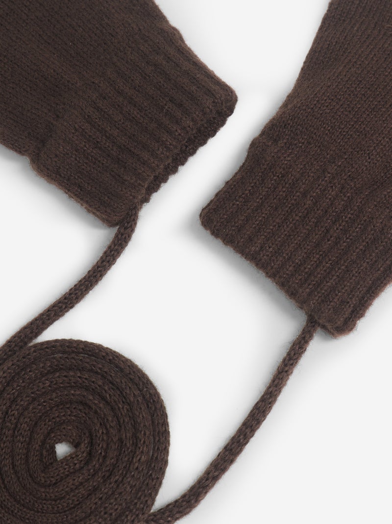 Paire de moufles avec lien Marron - Kiabi