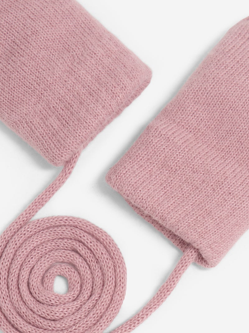 Paire de moufles avec lien Rose - Kiabi