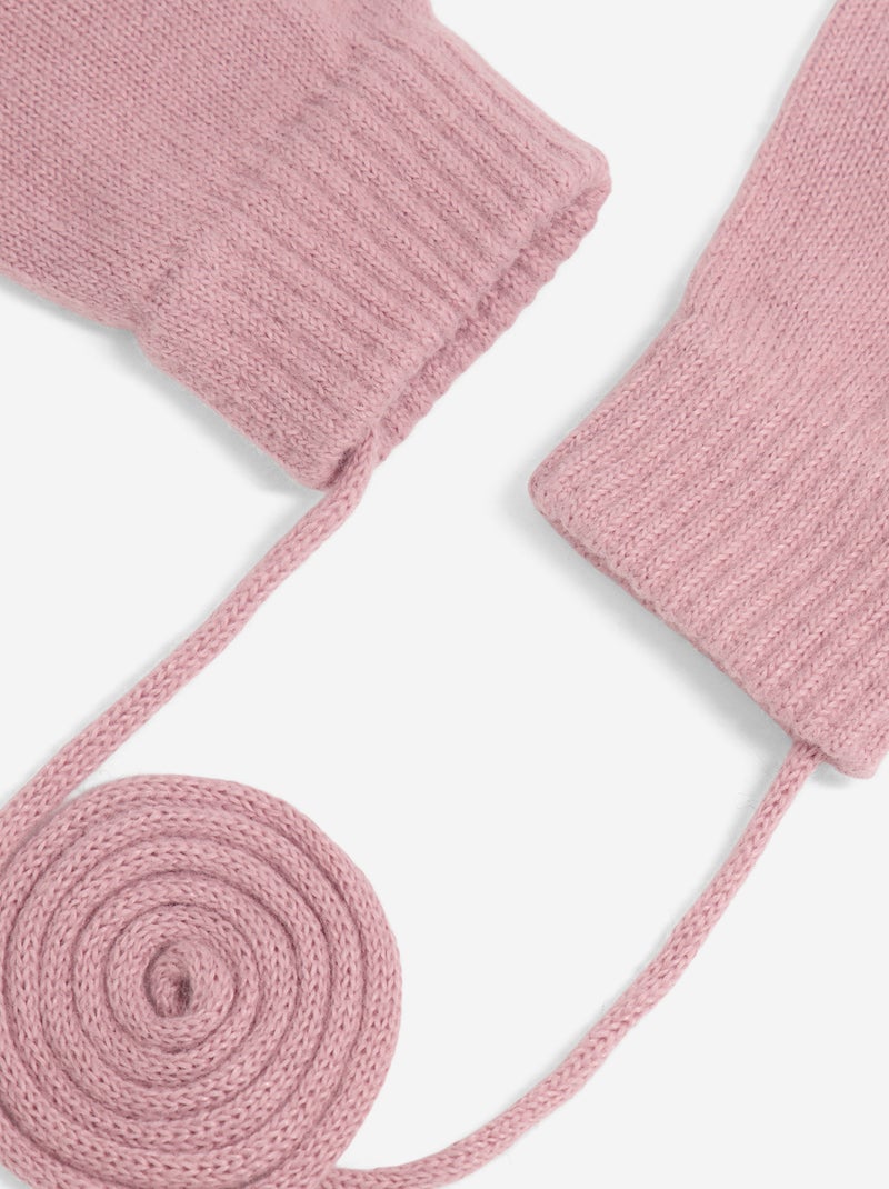 Paire de moufles avec lien Rose - Kiabi