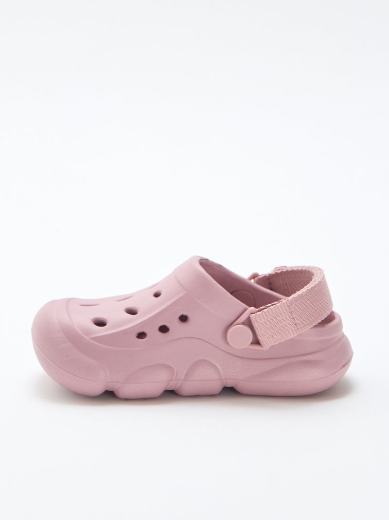 Paire de mules de plage fermées unie Rose - Kiabi