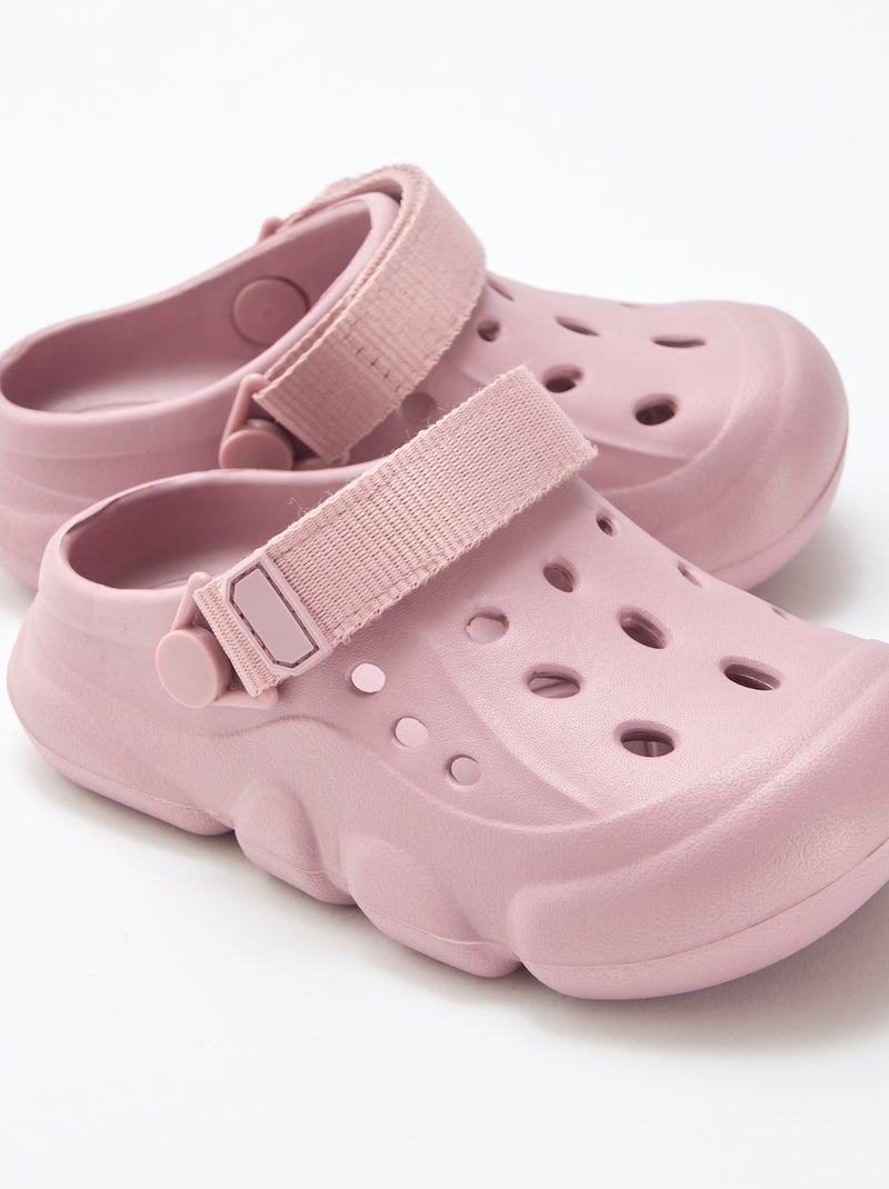 Paire de mules de plage fermées unie Rose - Kiabi