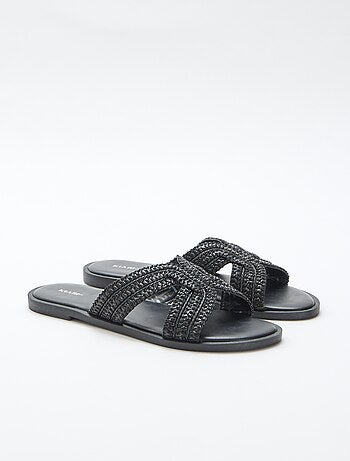 Paire de mules en brides de paille